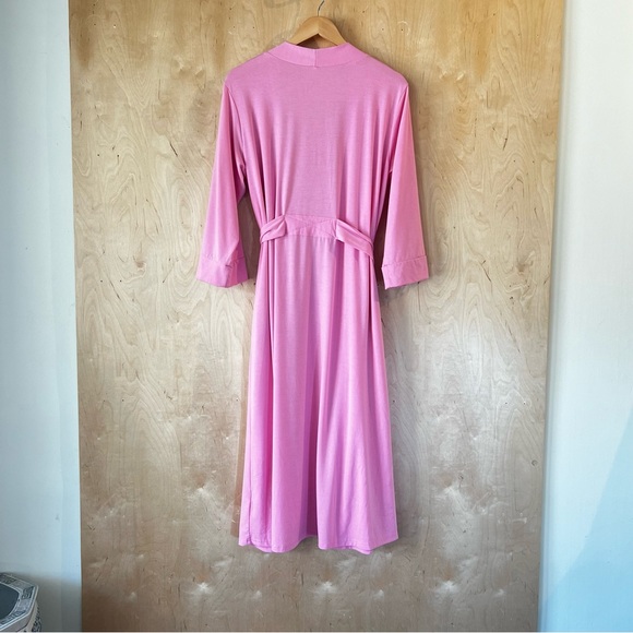 Pink Jersey Robe with Sewn Tie Waistband in Size Large - Picture 6 of 7